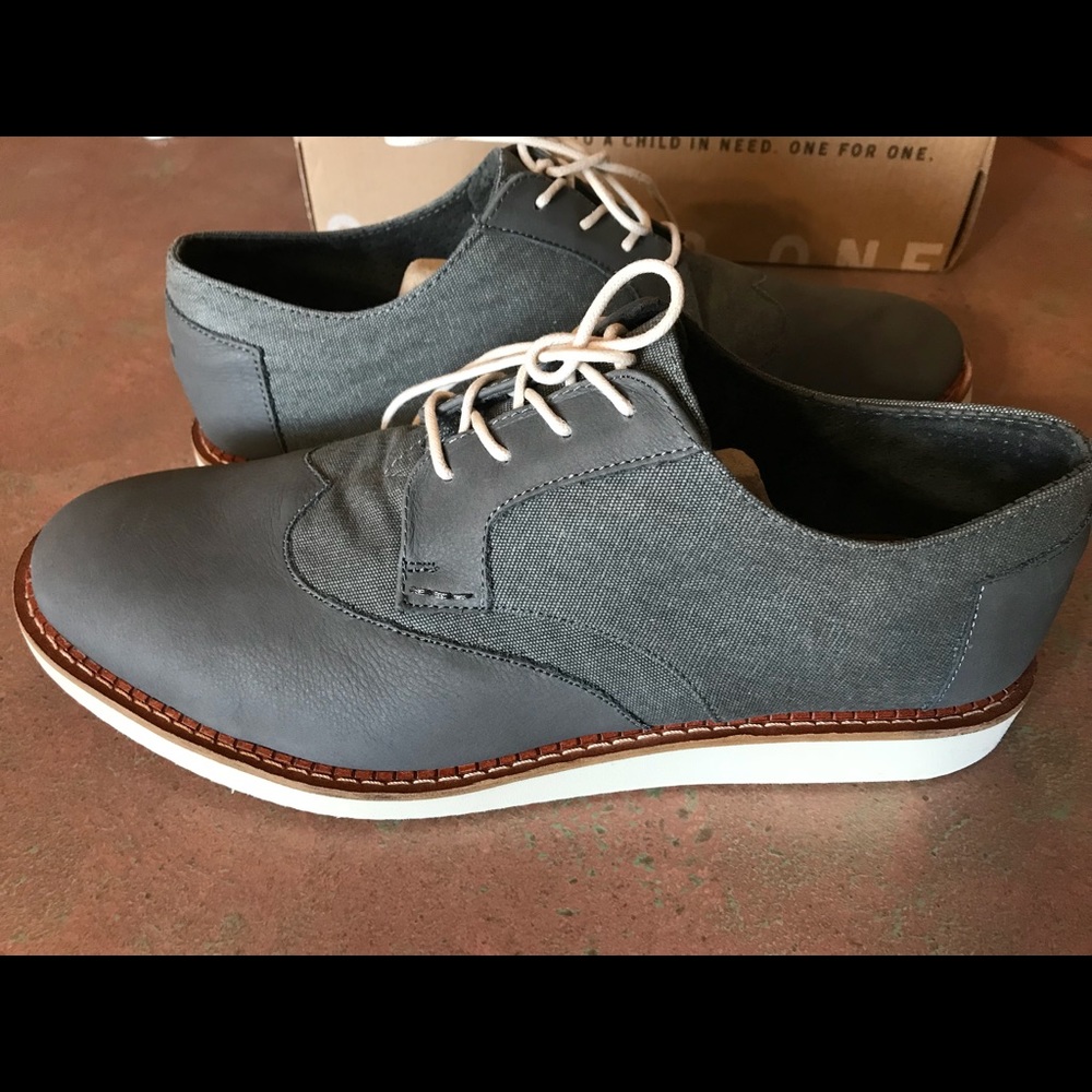 Men’s Toms Brogue Shoes / Dark Grey Leather